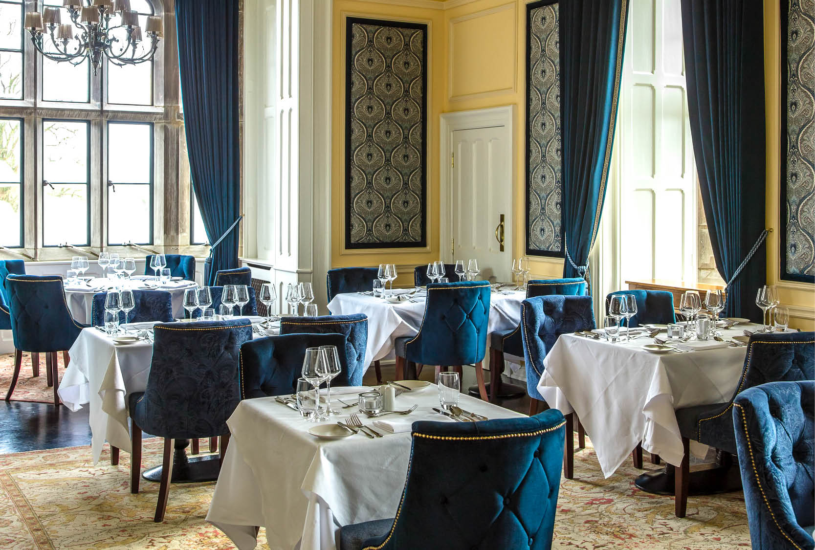 a room with tables and chairs