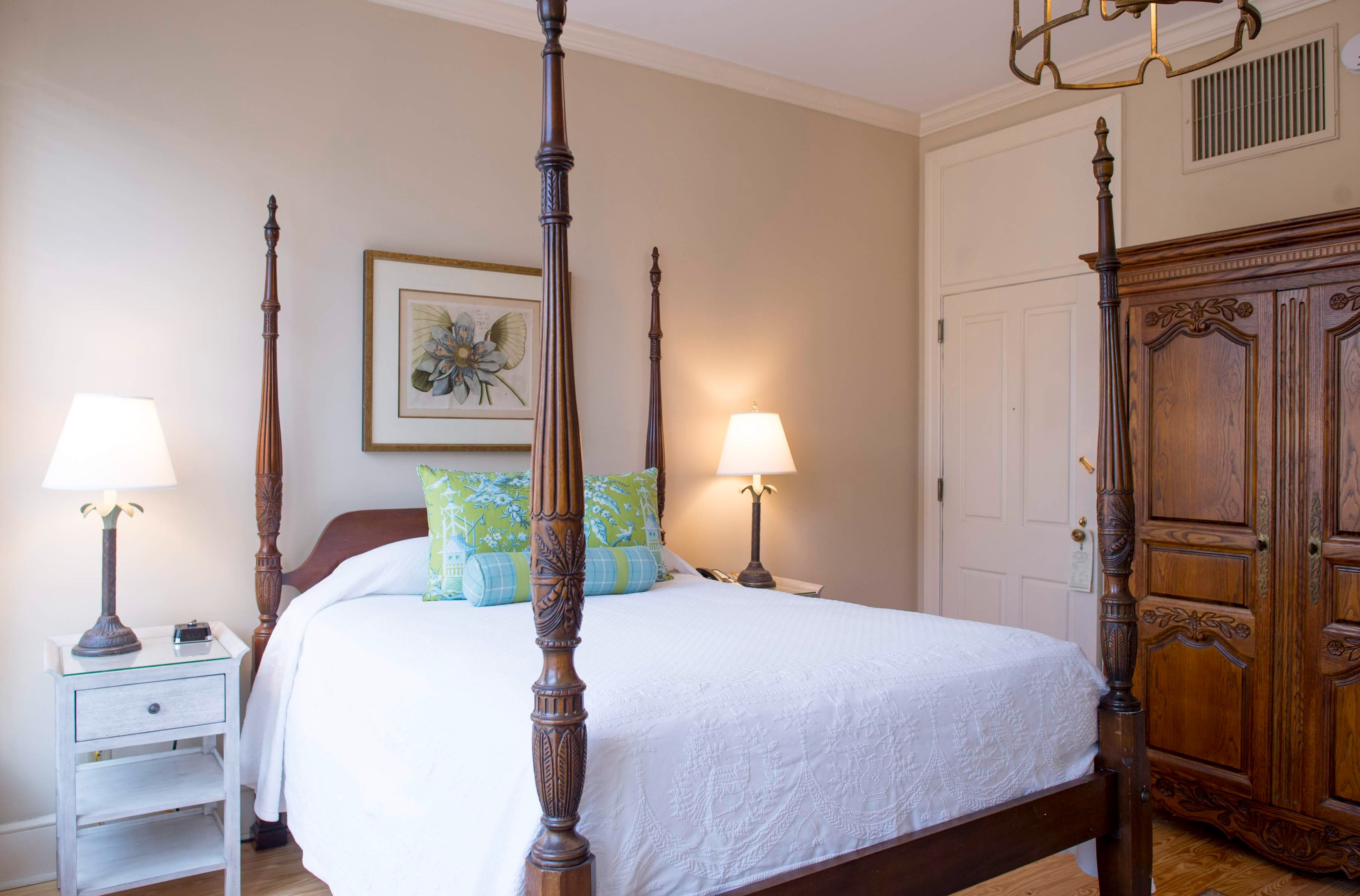 a bed with four posts