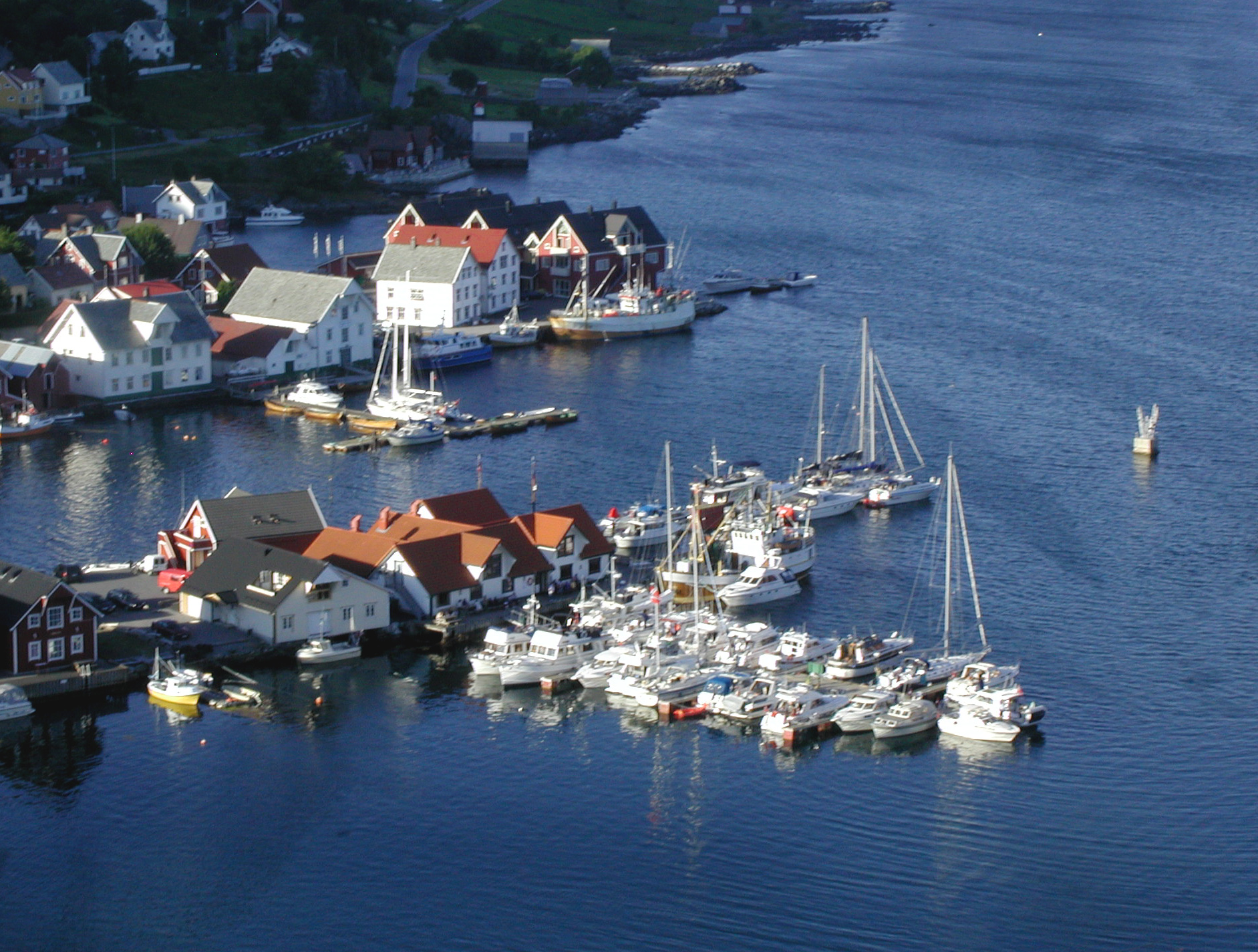 a group of boats in a body of water