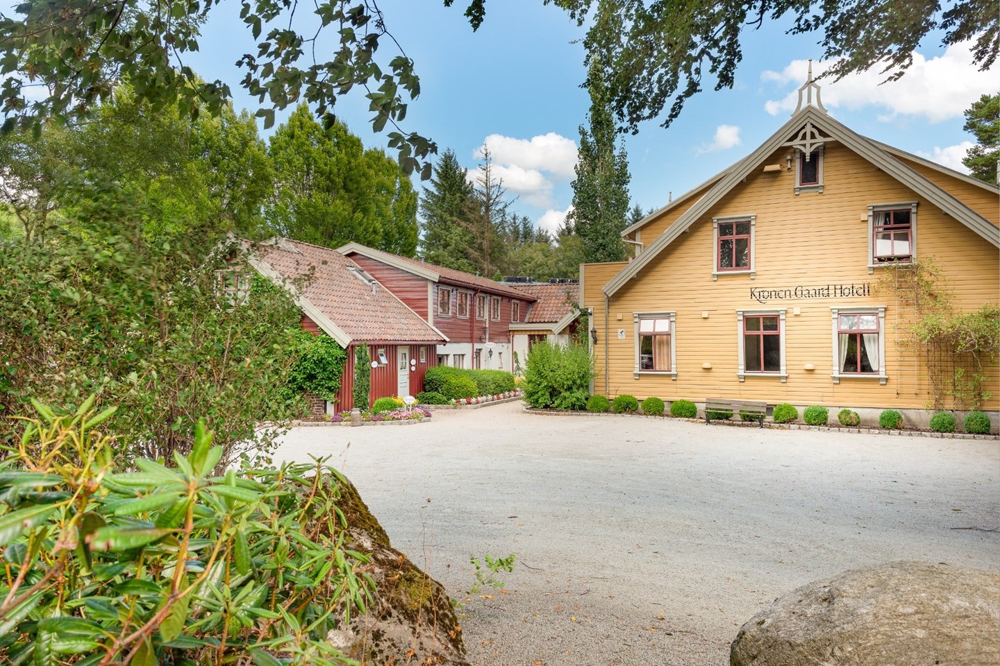 a group of houses in a small town