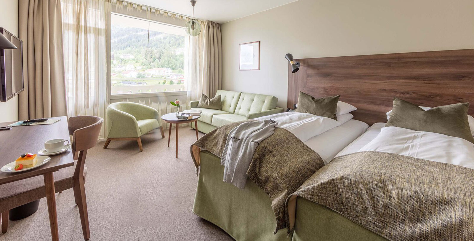 a room with a bed and a couch