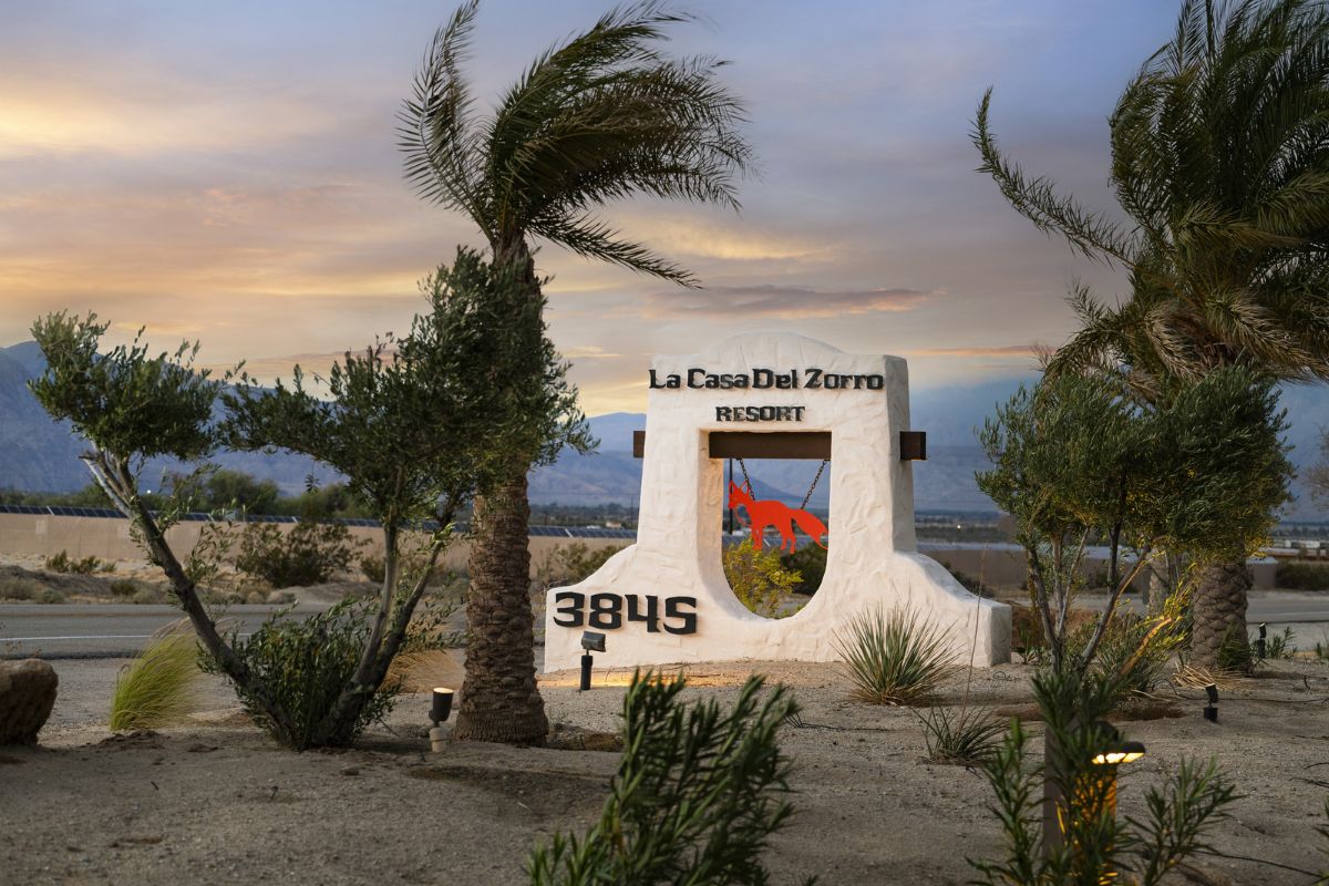 a sign in the desert