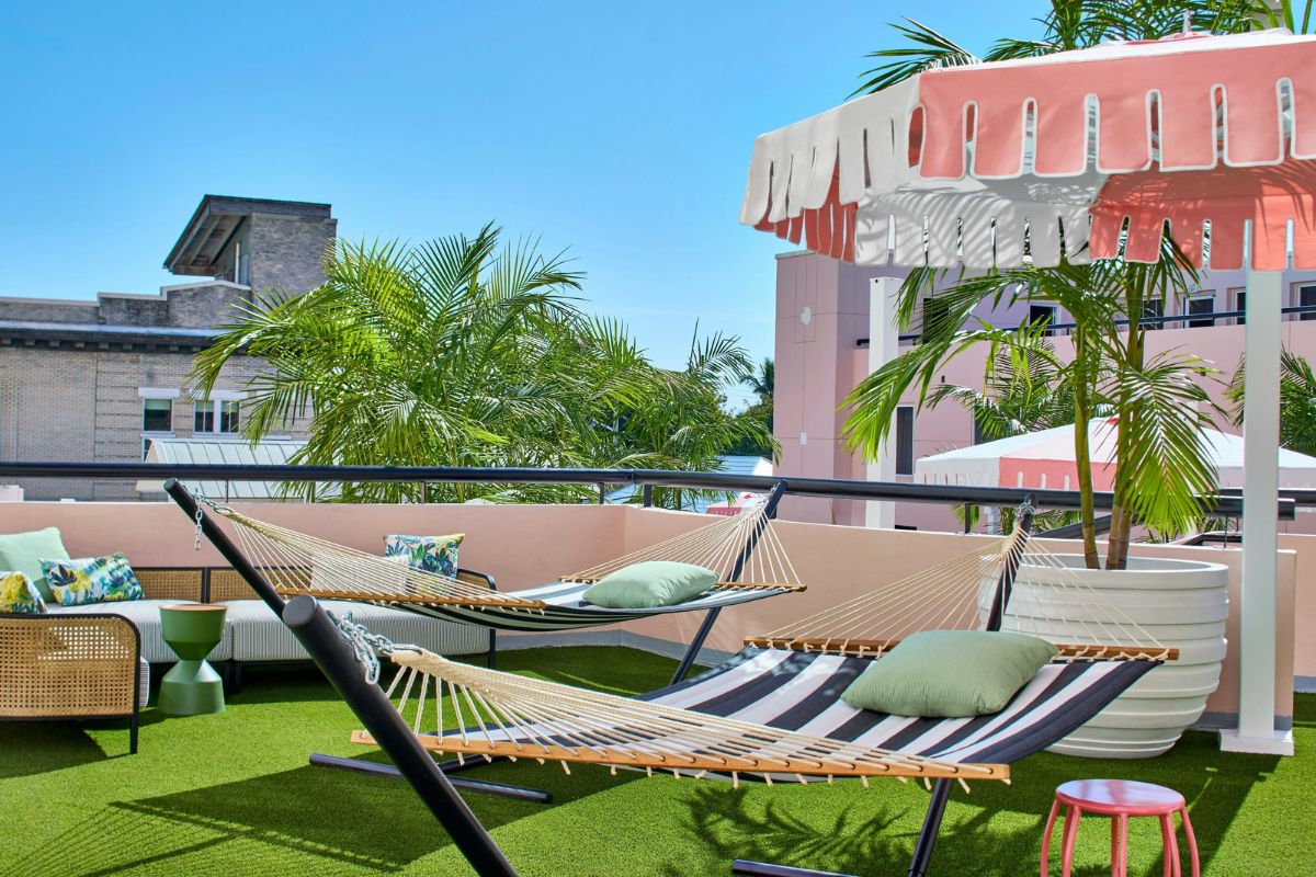a hammocks on a balcony