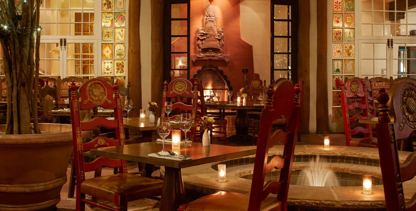 a restaurant with tables and chairs