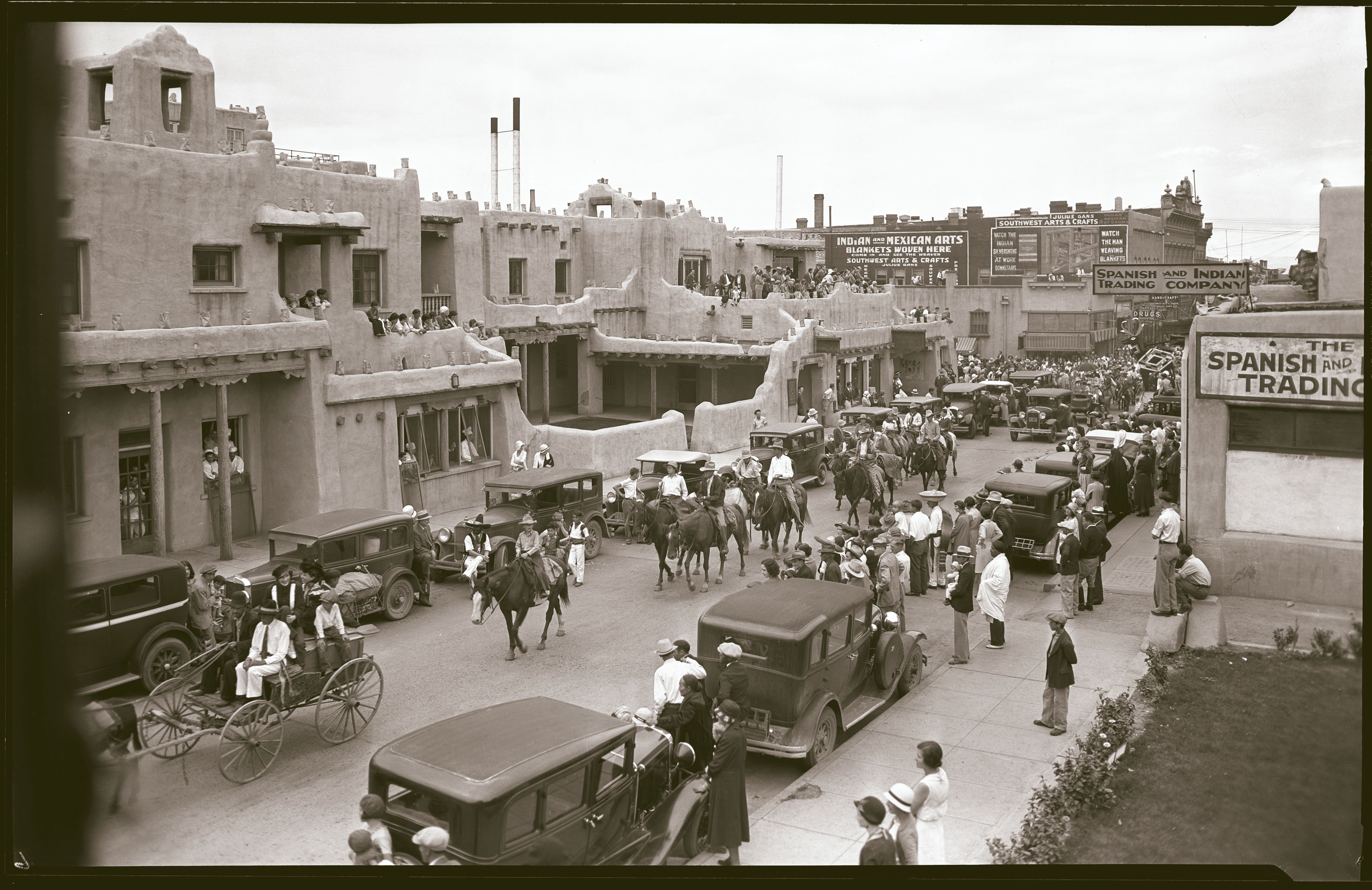 a crowd of people in a street