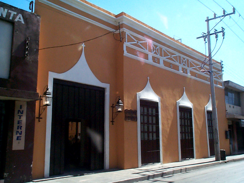 a building with a door and windows