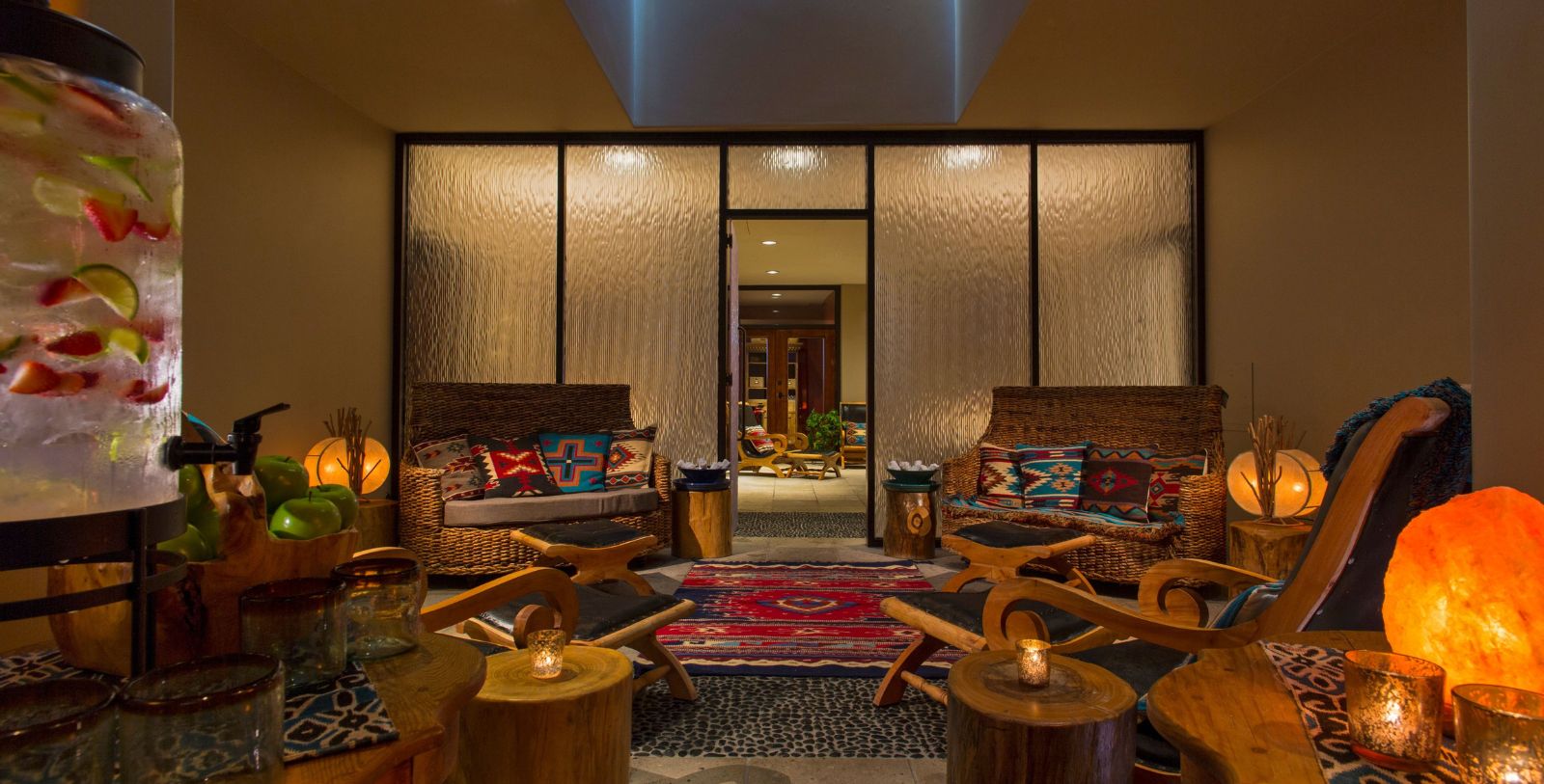 a room with chairs and tables