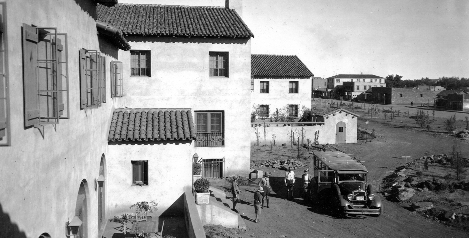 Historical Image of Hotel Exterior of La Posada, 1930, a Member of Historic Hotels of America in Winslow, Arizona.
