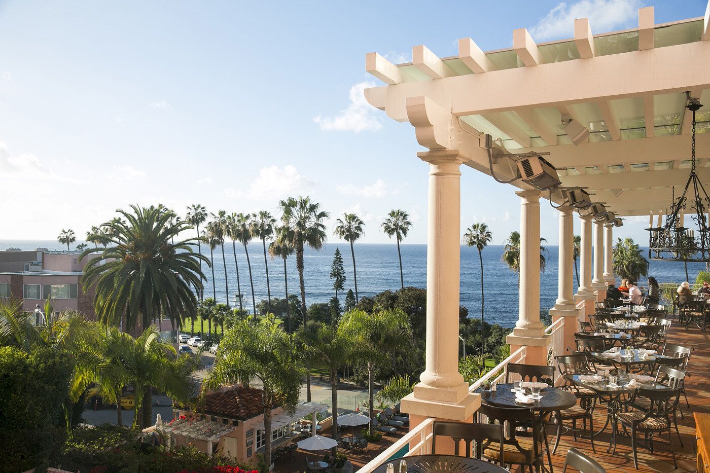 a restaurant overlooking the ocean