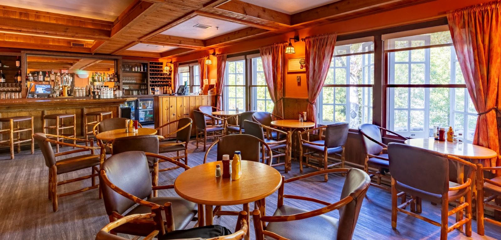 a room with tables and chairs