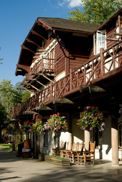 image of exterior lakeside veranda lake mcdonald lodge glacier national park montana_high