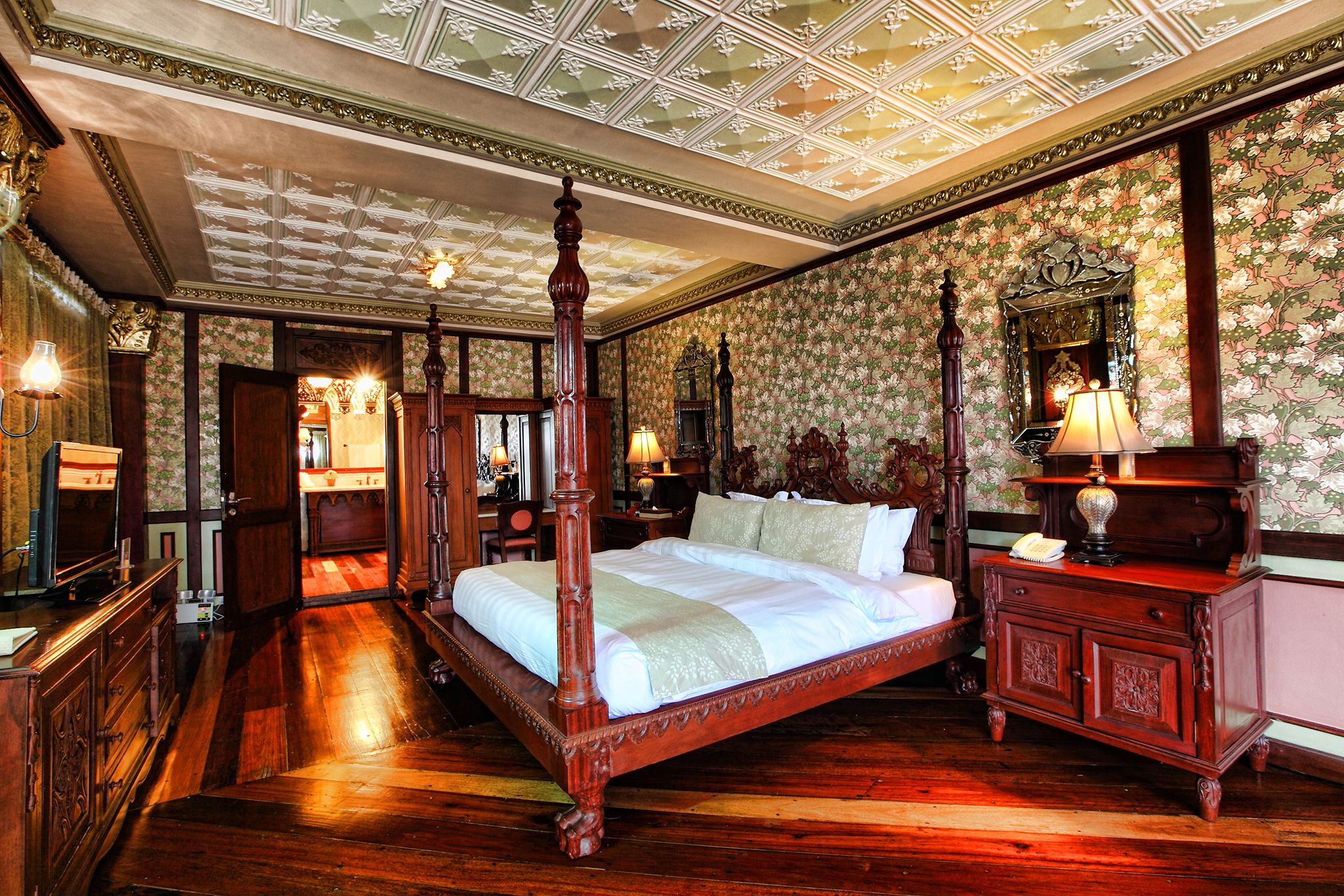 a bed in a room
