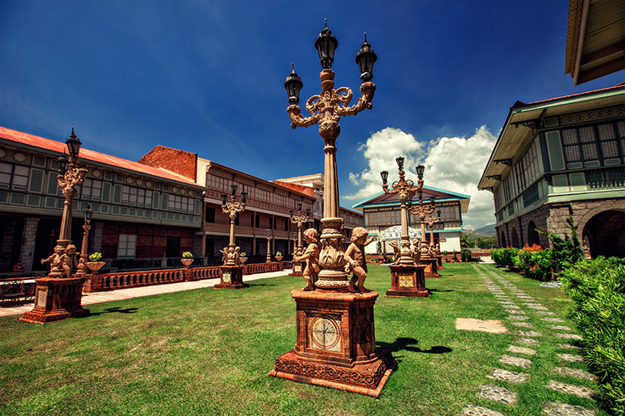 a group of statues in a yard