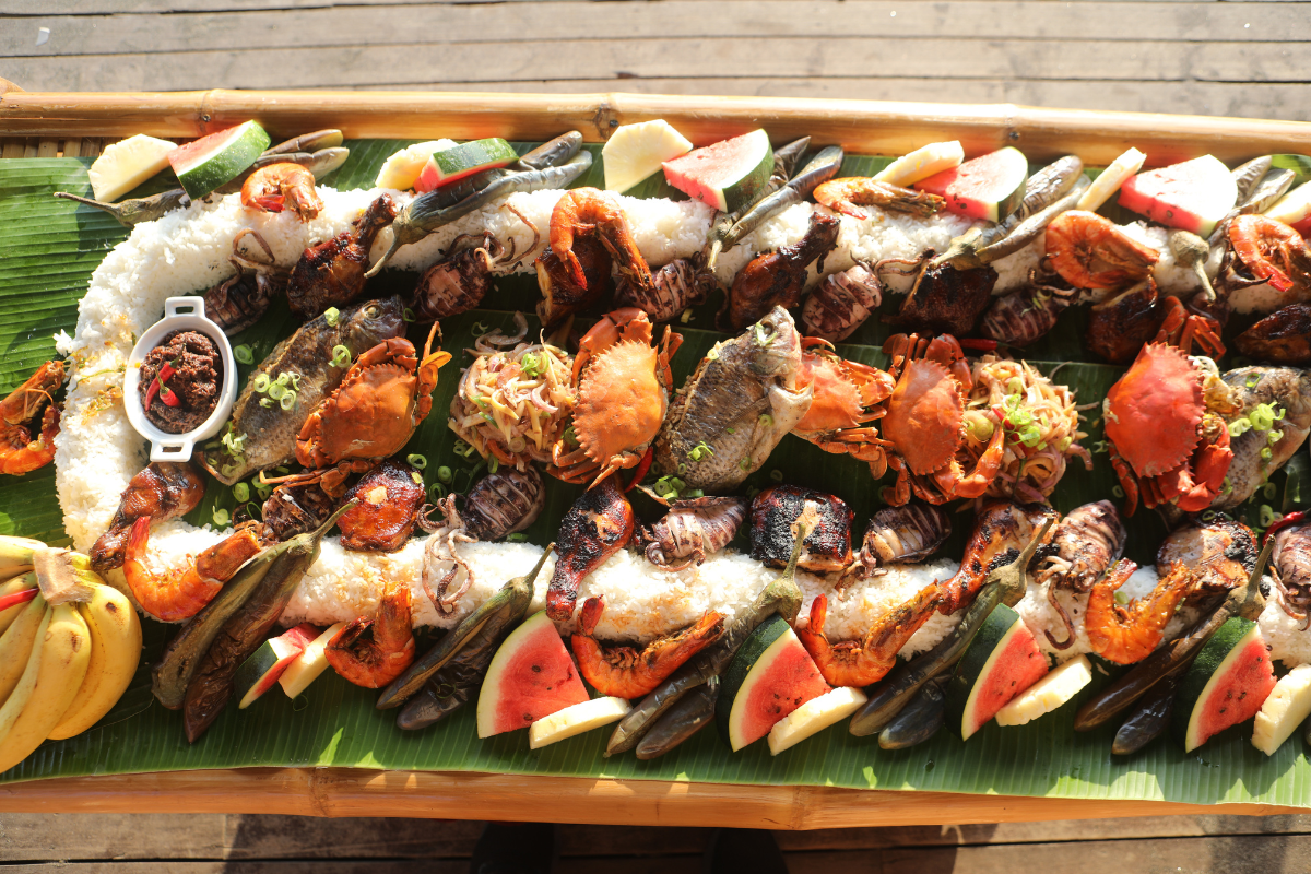 a tray of food on a table