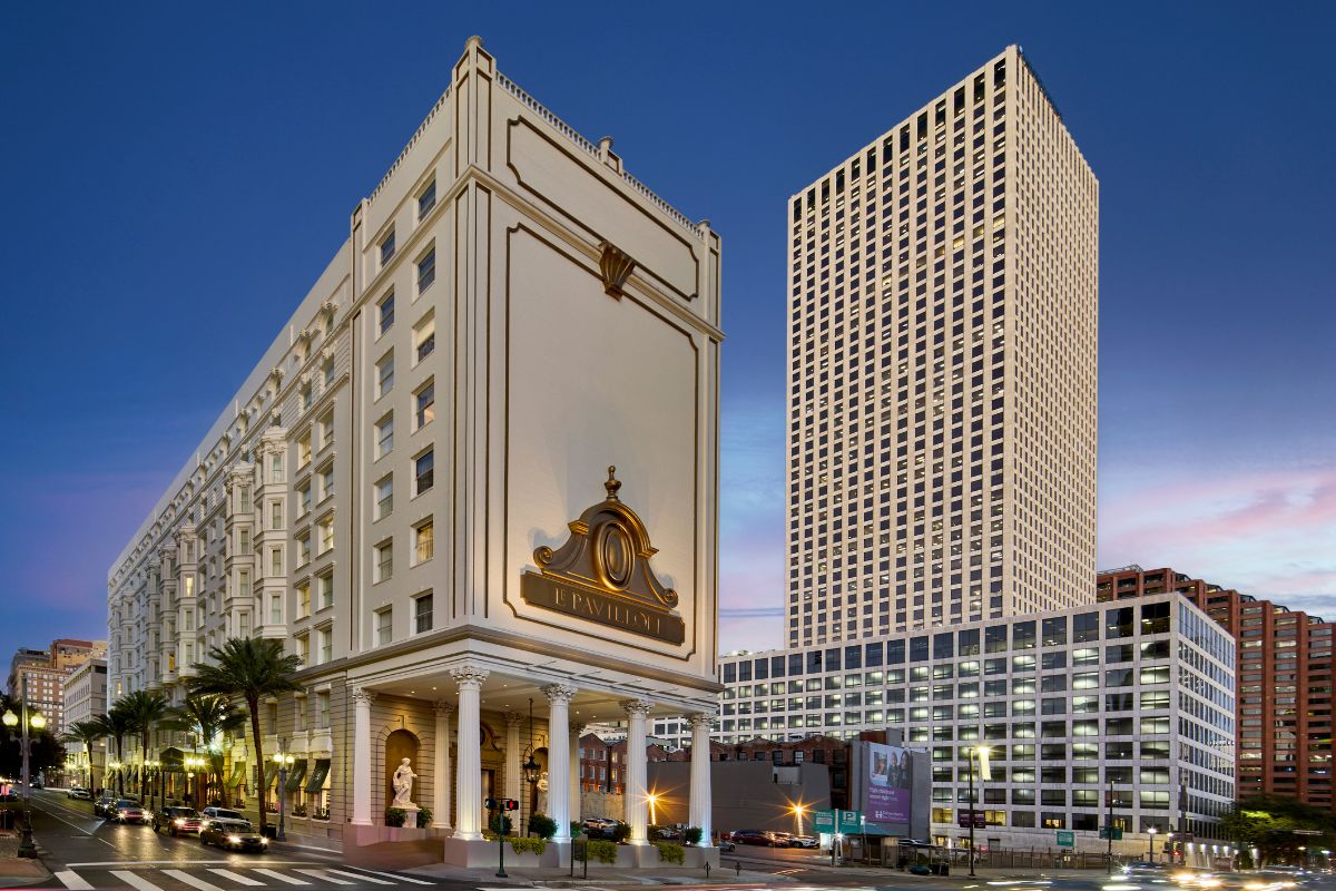 a large building with columns and columns