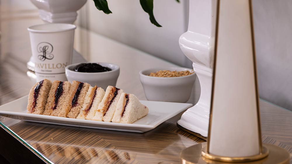 a plate of sandwiches on a table