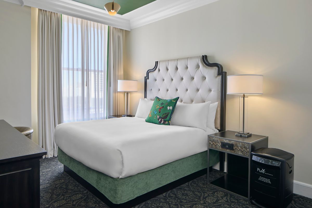 a bed in a room
