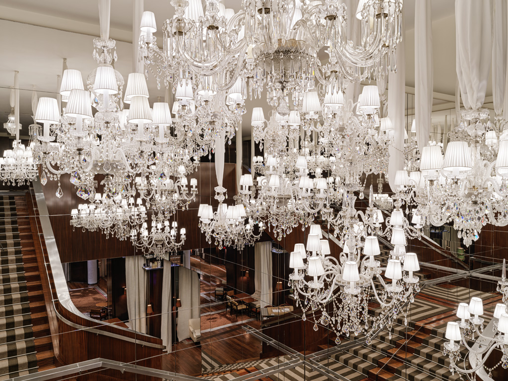 a chandelier in a room