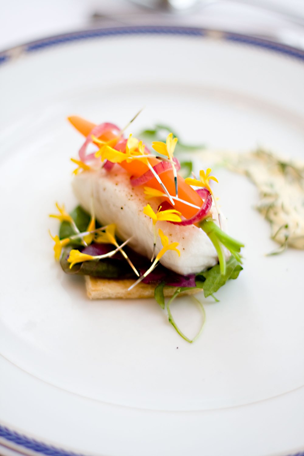 a plate of food with a carrot and vegetables on it