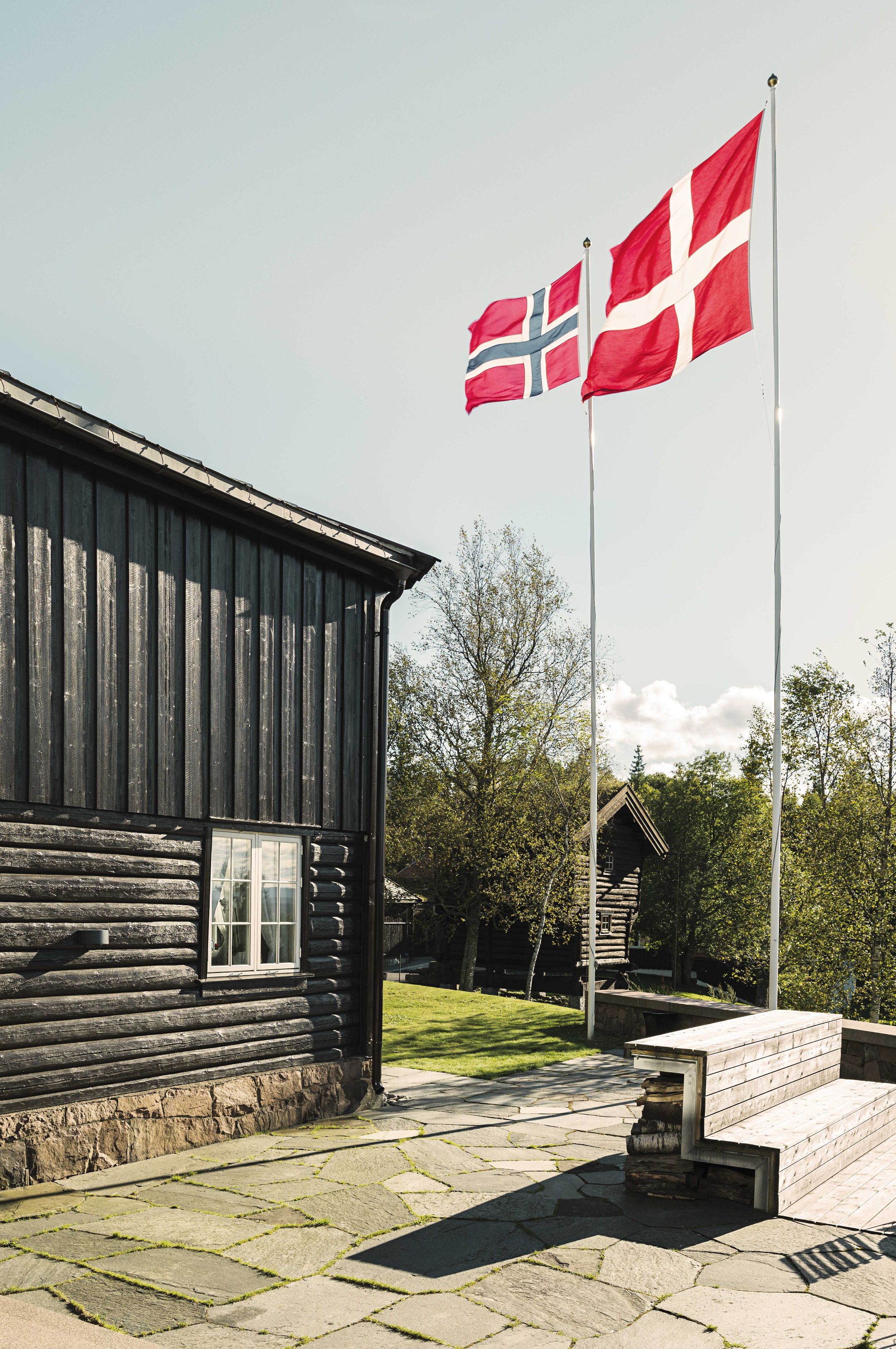 two flags on a pole