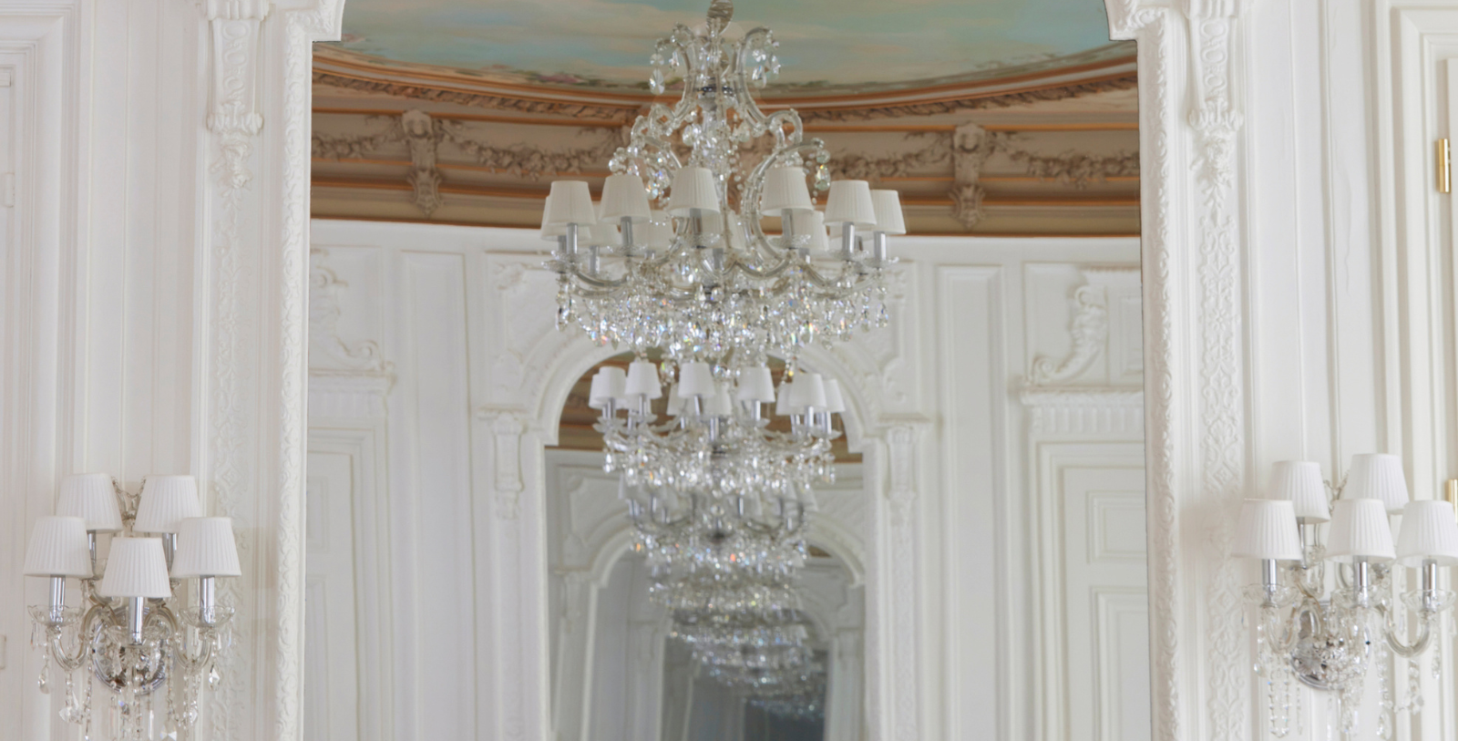 a chandelier from the ceiling