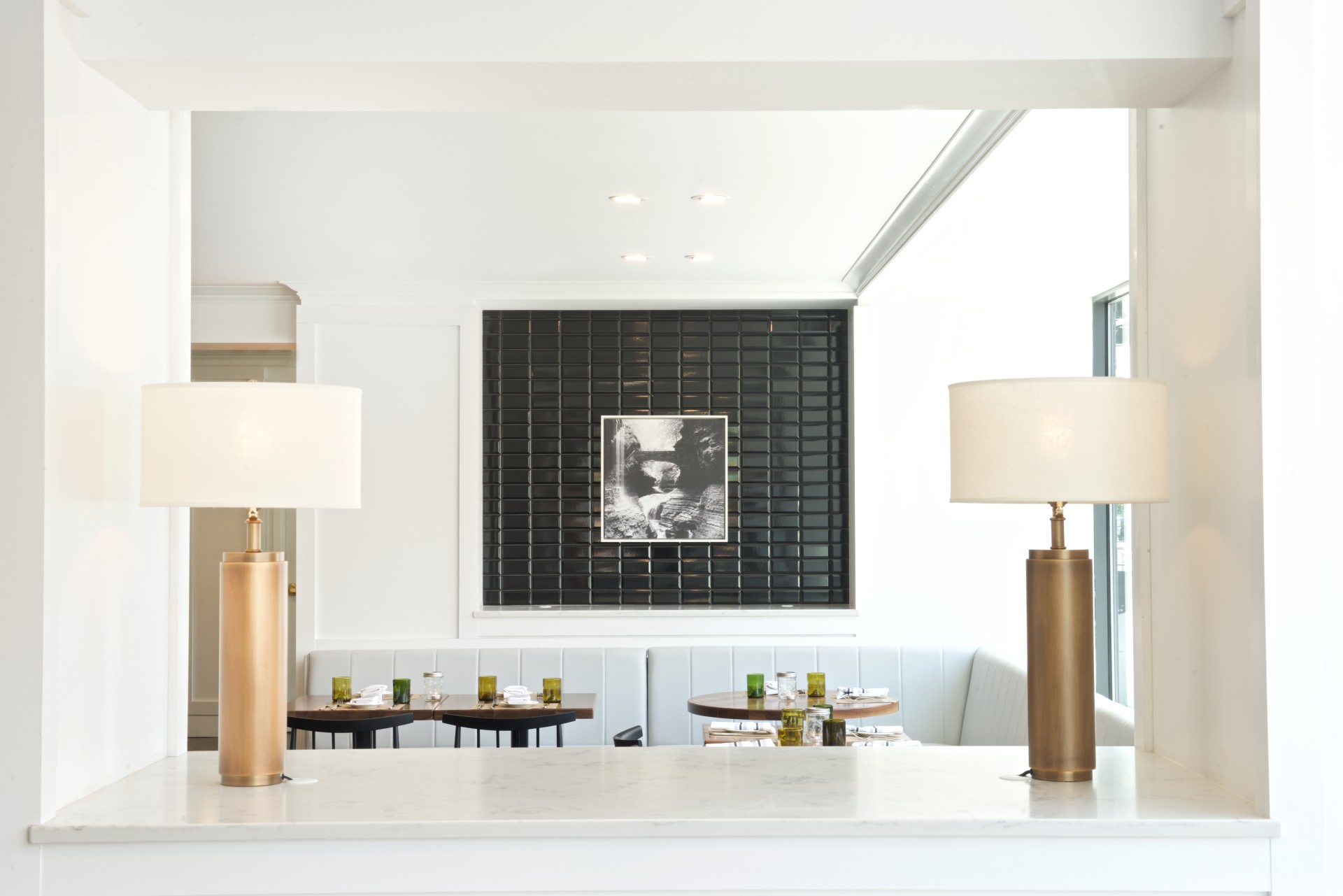 a table with two lamps