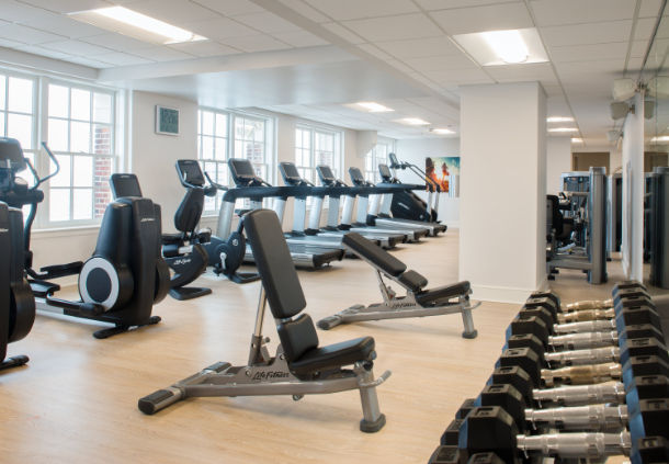 a room with exercise equipment