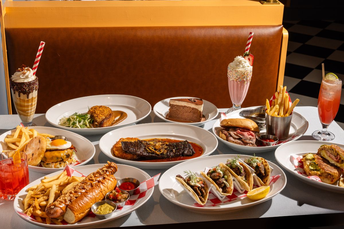 a table with plates of food