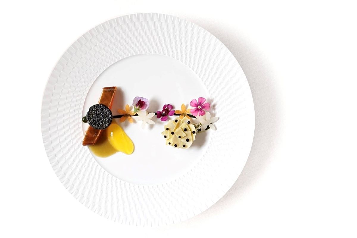 a plate with food on it