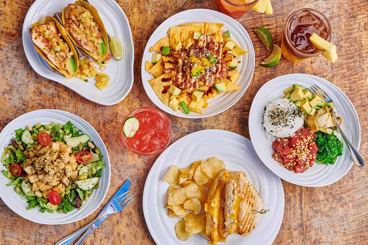 a table with plates of food