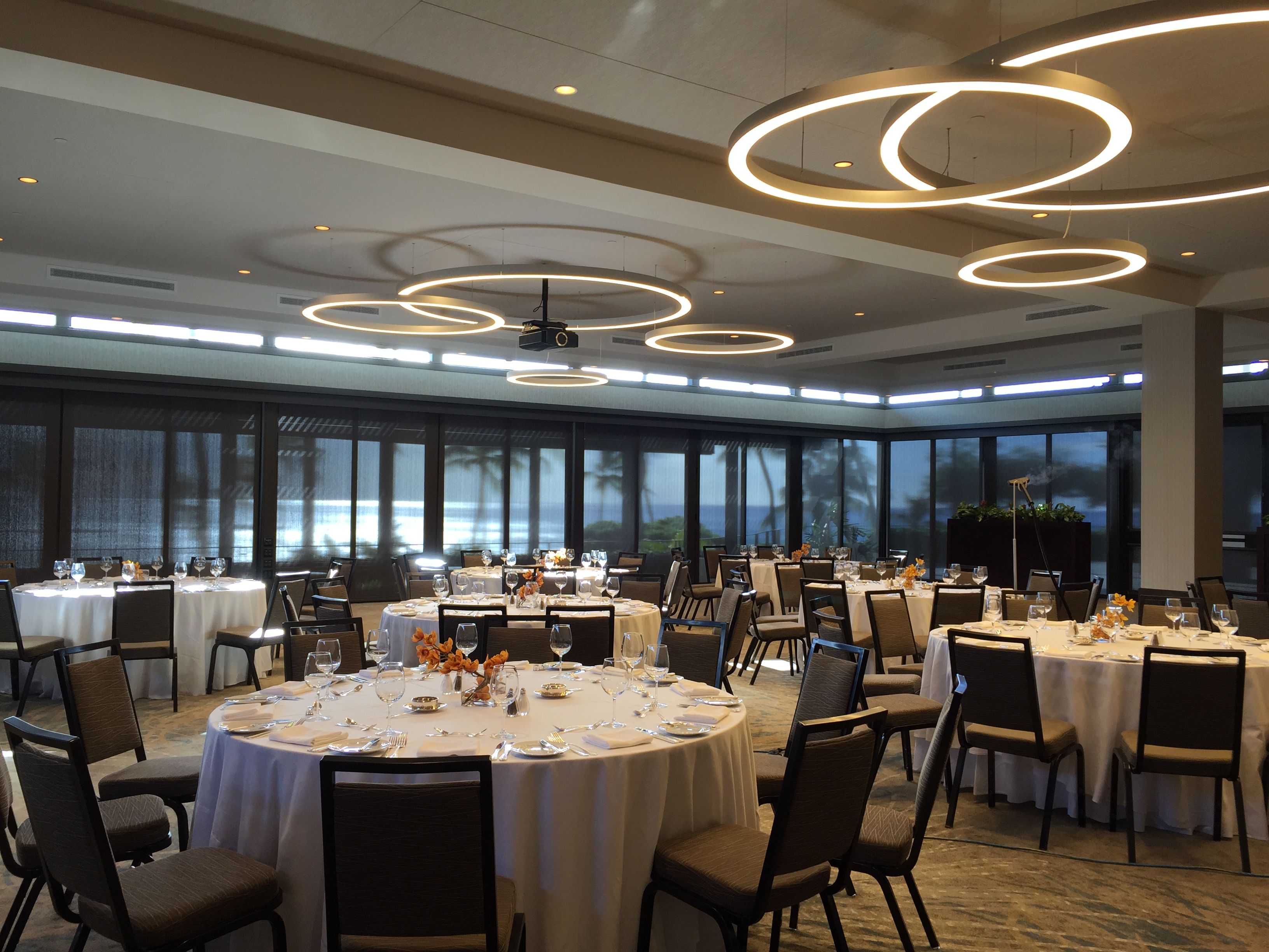 a room with tables and chairs
