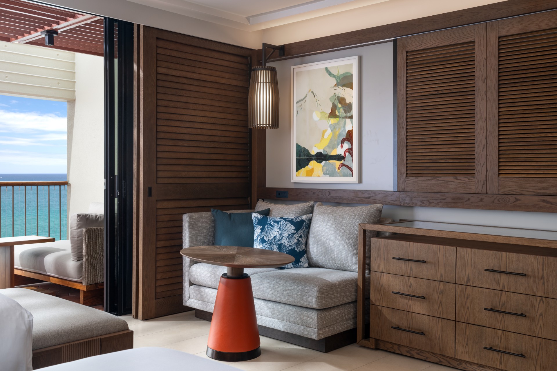 a room with a couch and a table