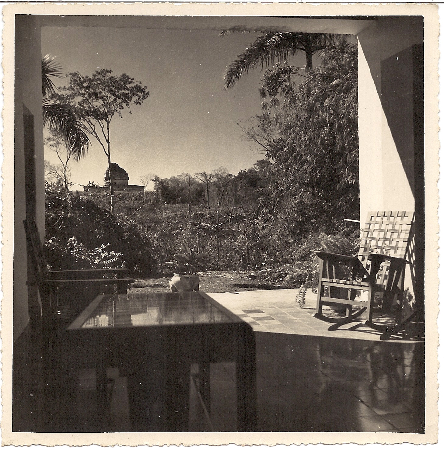 a table and chairs outside