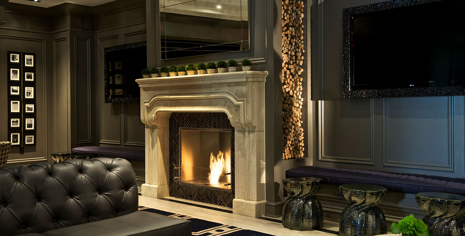 a fireplace in a room