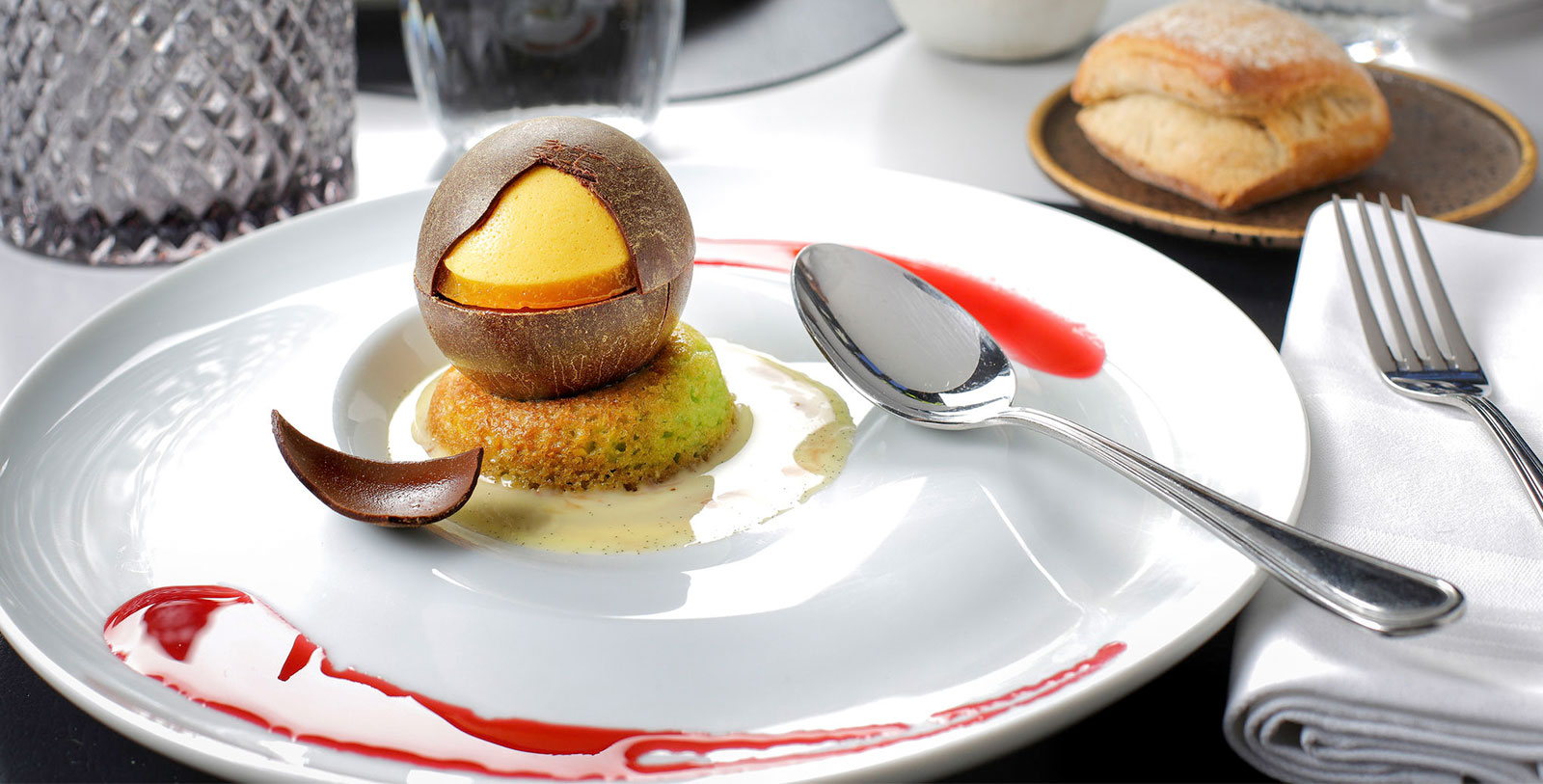 a plate with a dessert on it
