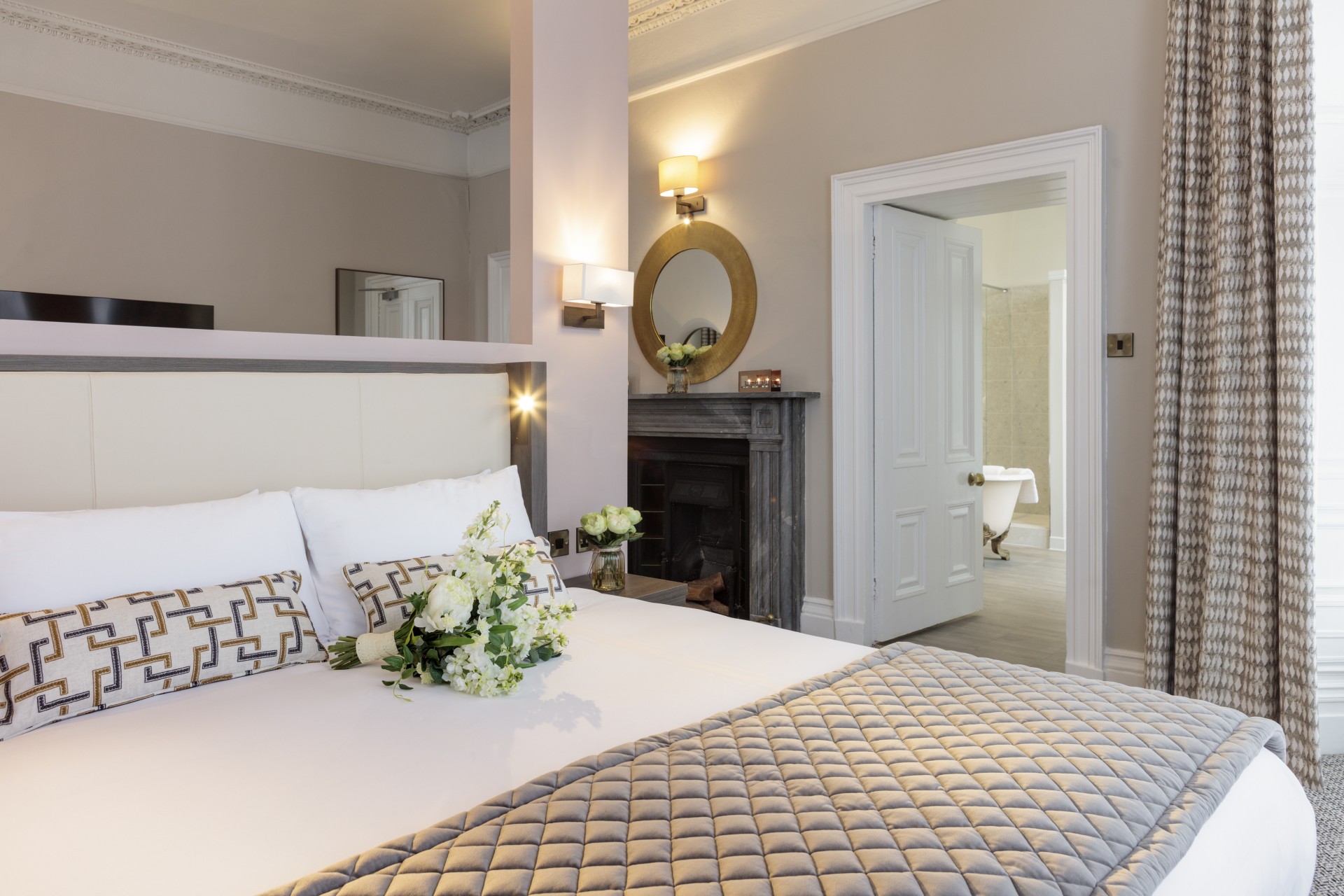 a bed with flowers on it