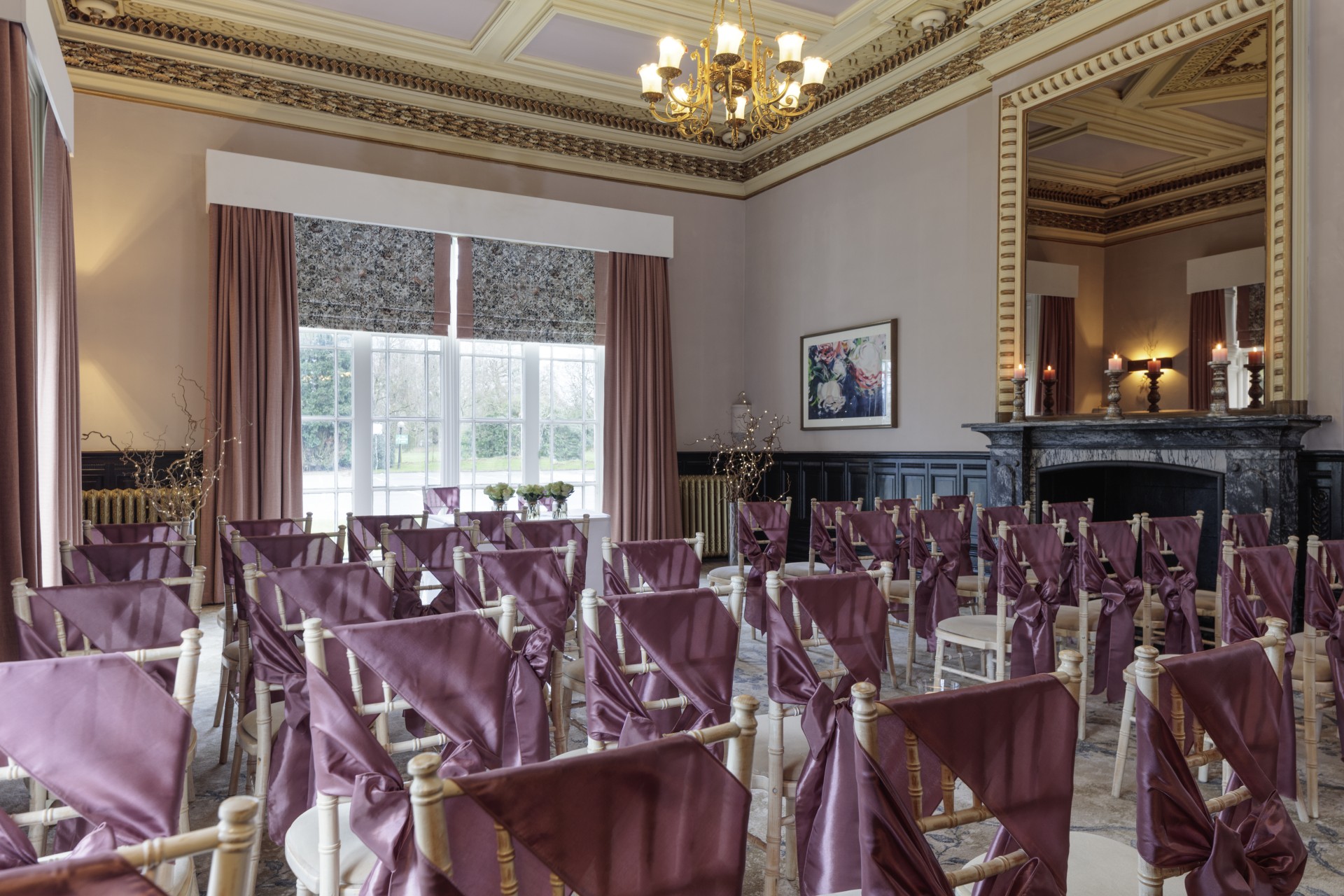 a room with chairs and tables