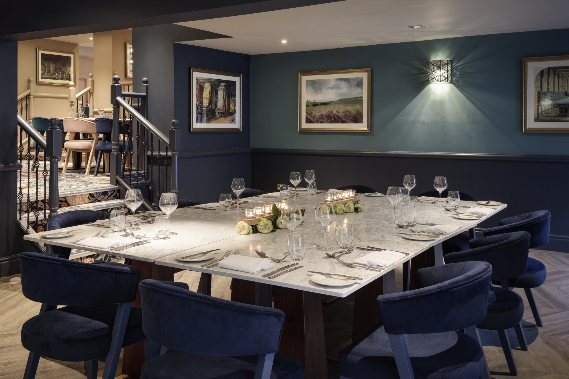 a table set up for a dinner party