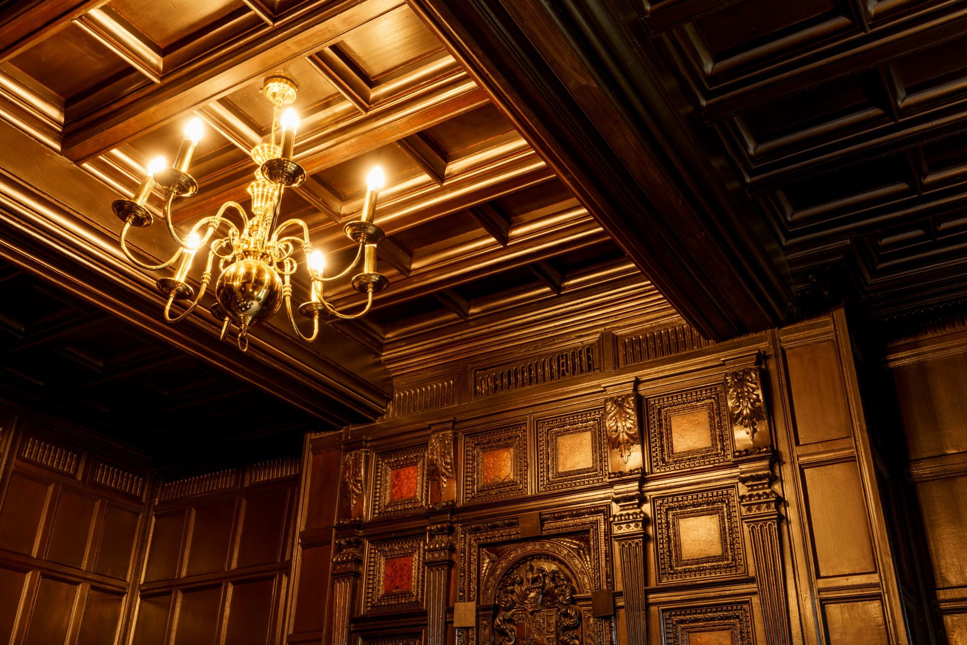 a chandelier from the ceiling
