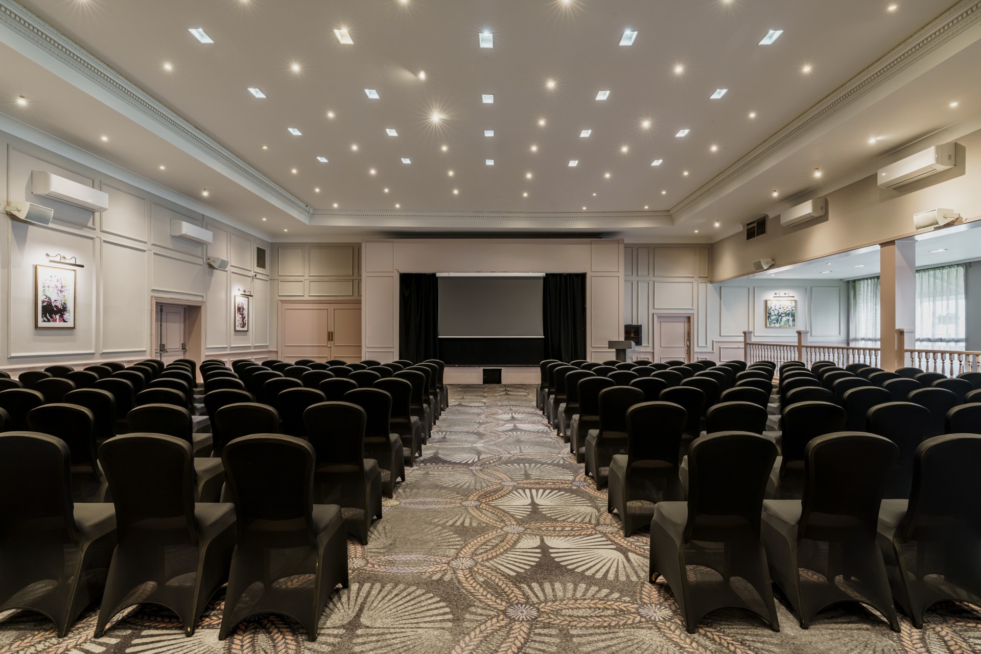 a room with many chairs