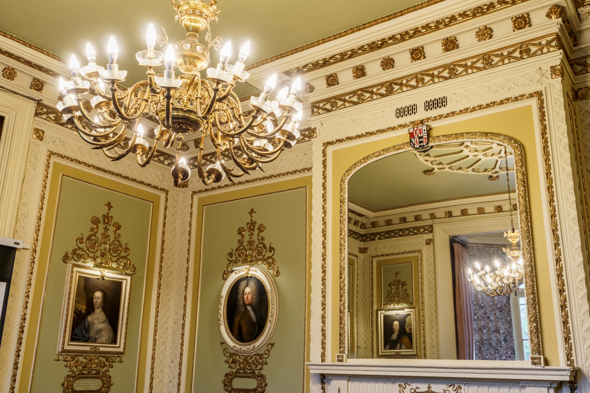 a chandelier in a room
