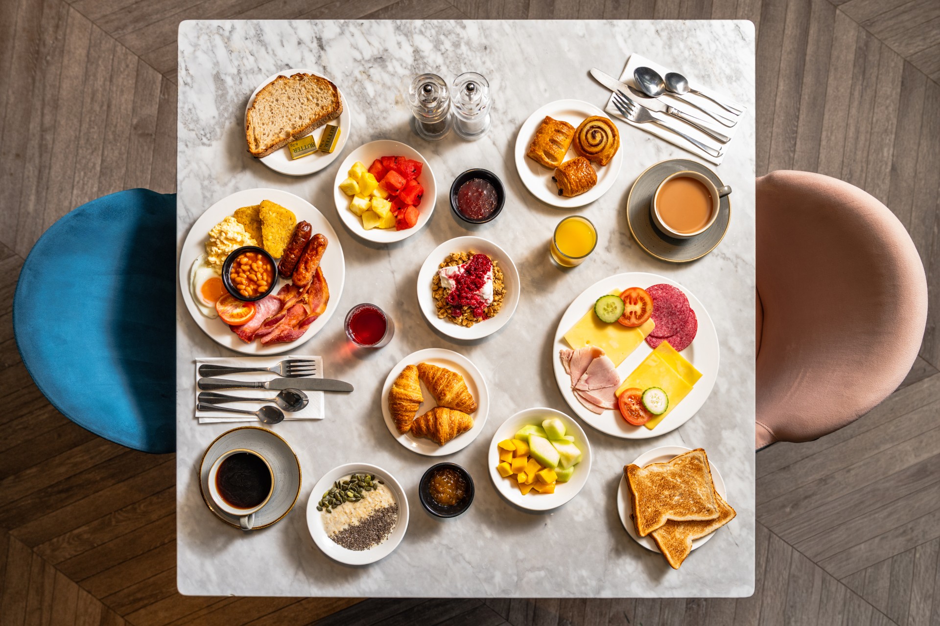 a table with food on it