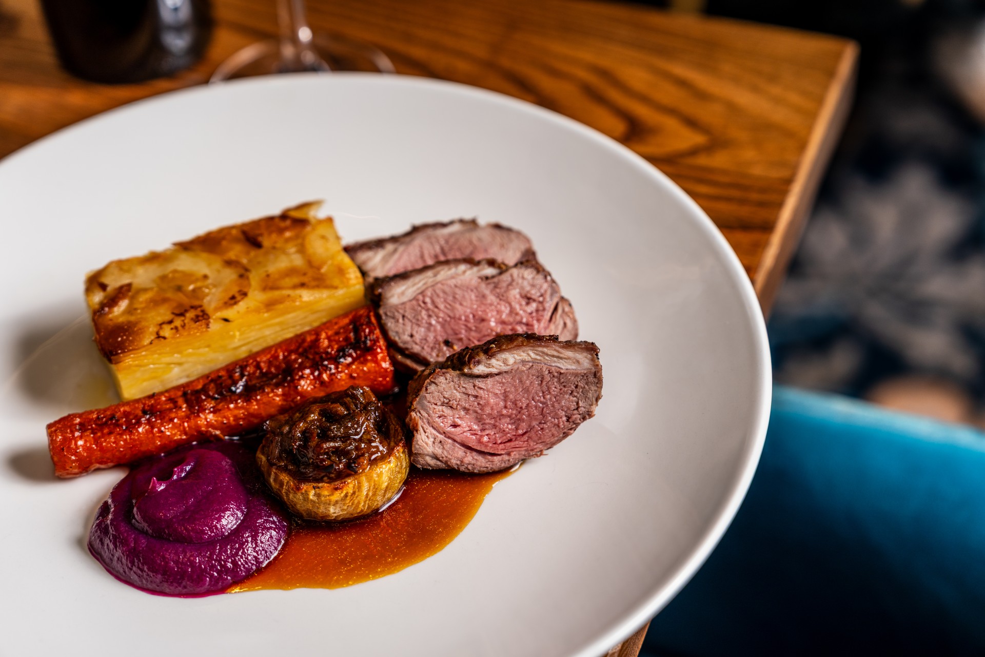 a plate of meat and vegetables