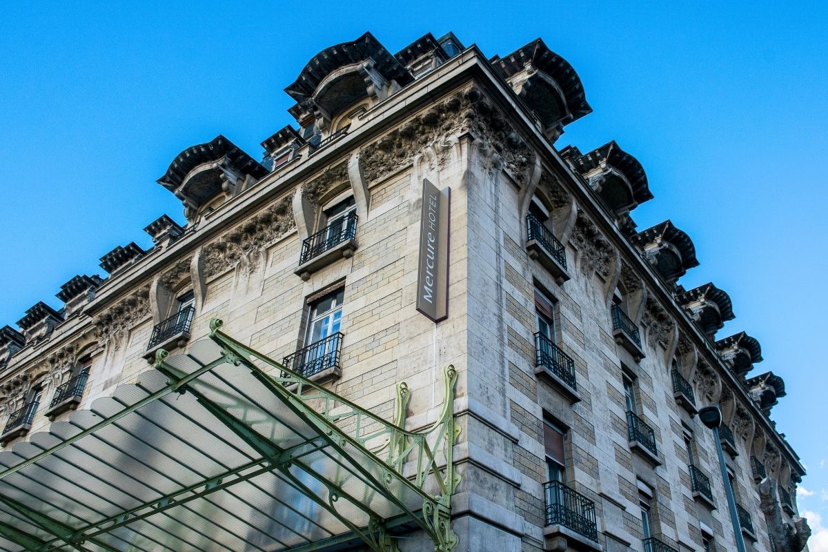 a building with a sign on the side