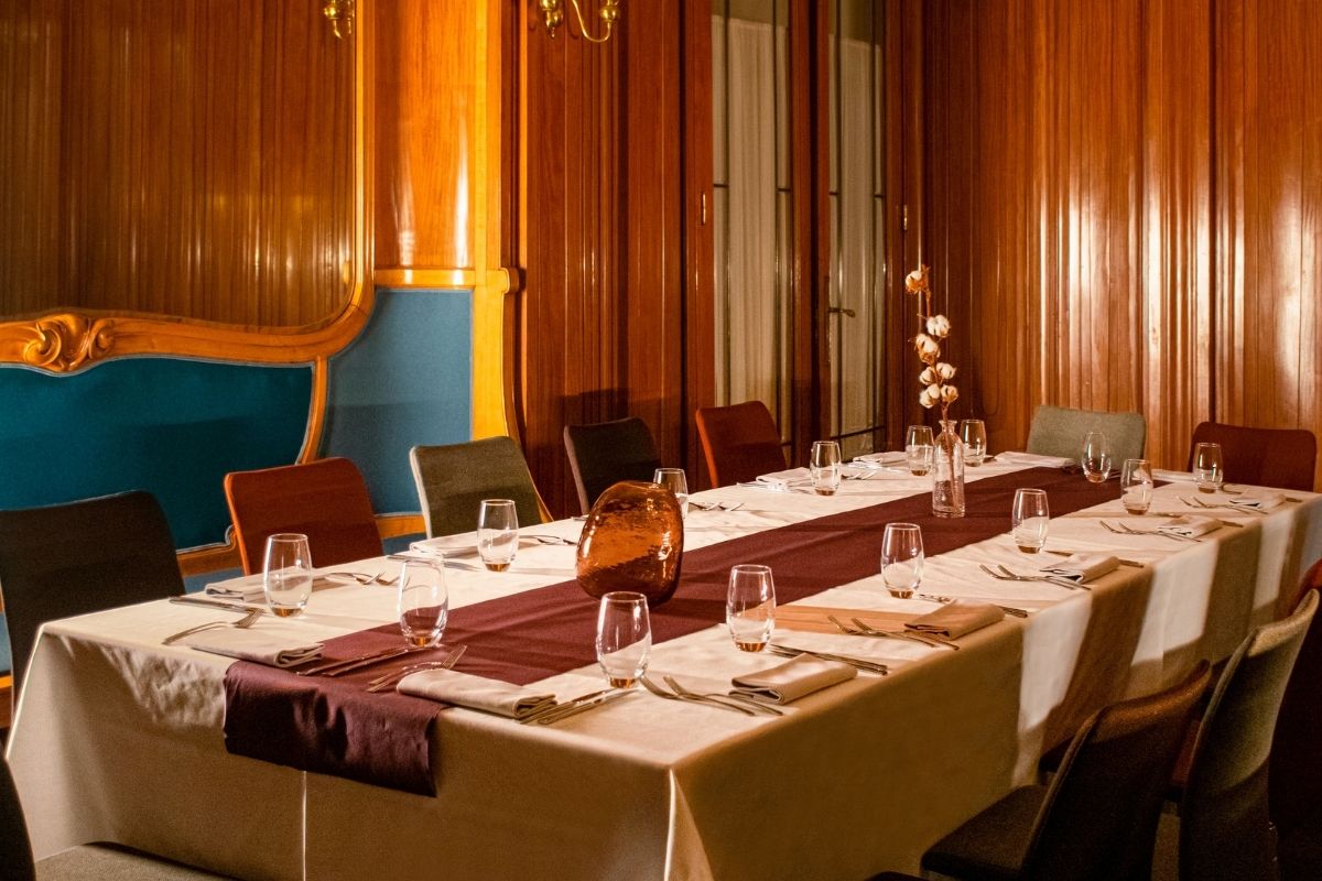 a table set for a dinner
