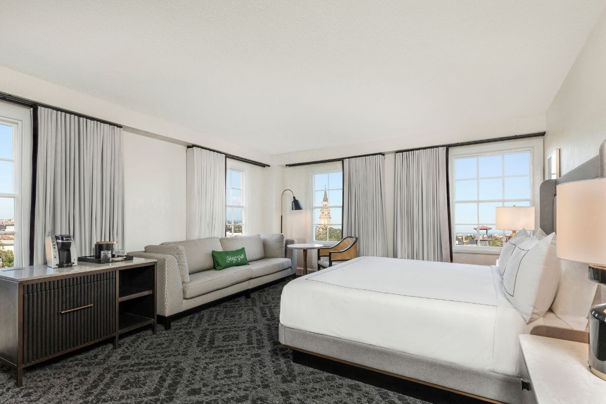 a room with a bed and a couch