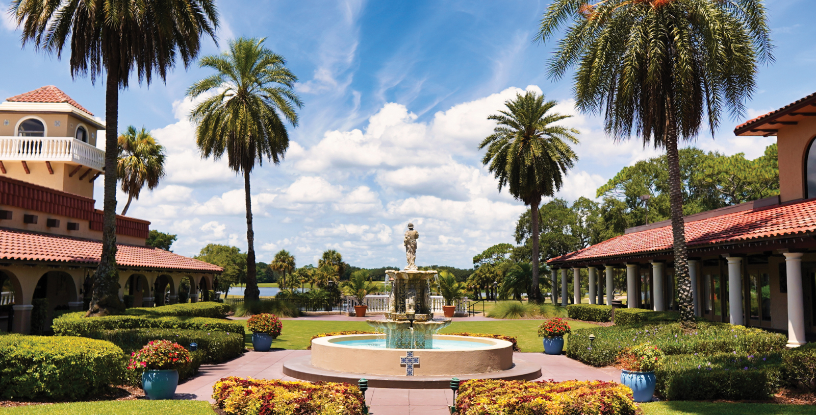 a fountain in a park