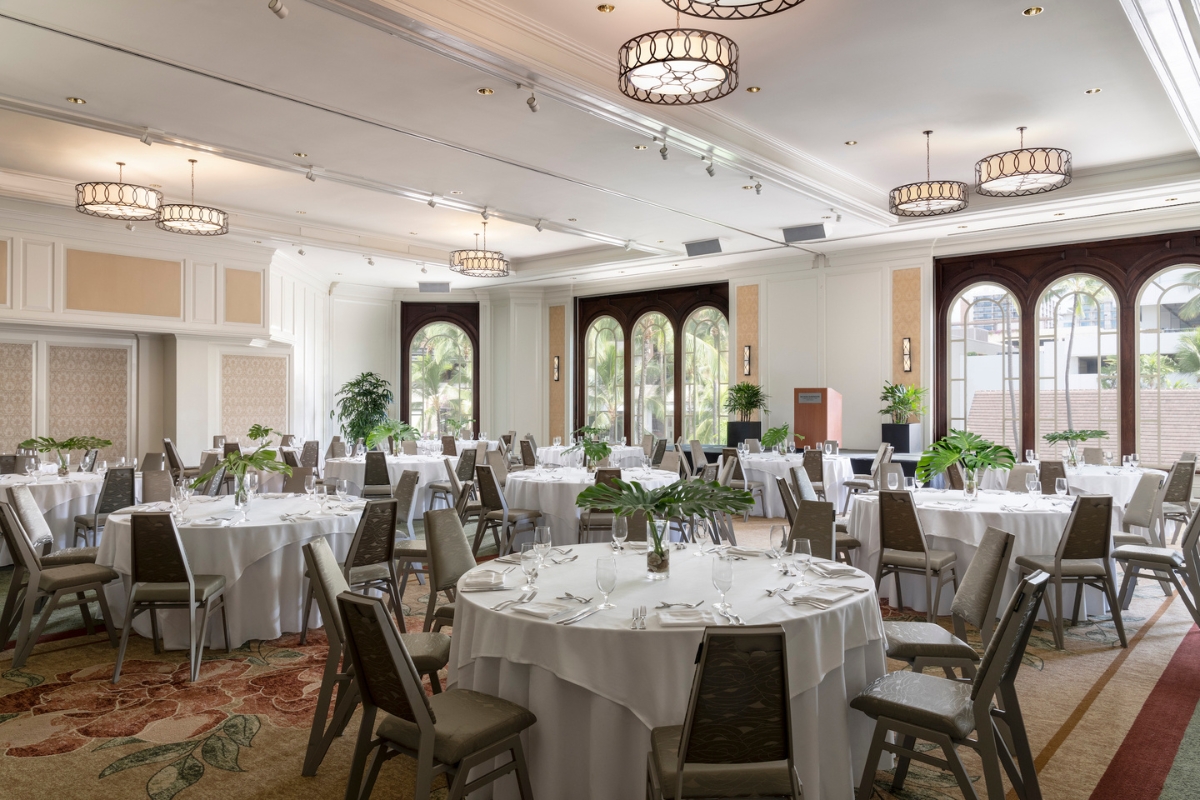 a room with tables and chairs