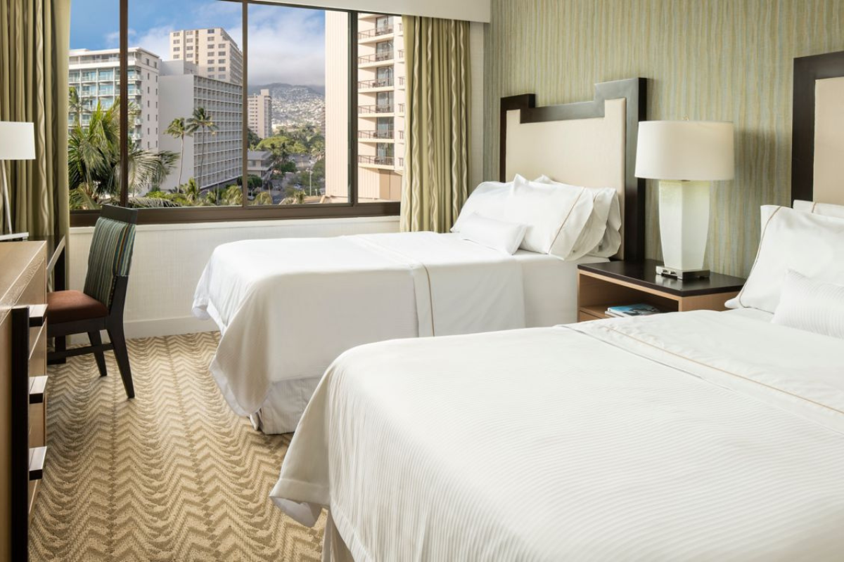 two beds in a hotel room