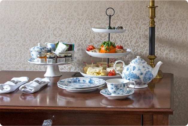 a tea set on a table